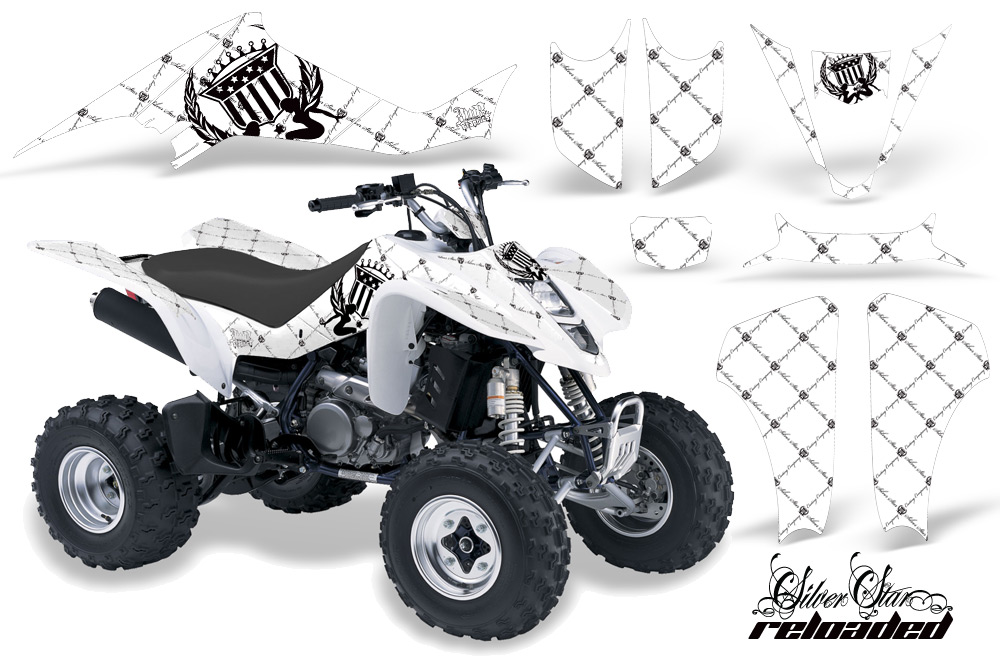 Suzuki LTZ400 03-08 Graphics Kit Reloaded BlackWhiteBG